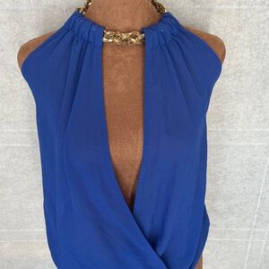 A’GACI Cobalt Blue Chain Detailing Women's Top